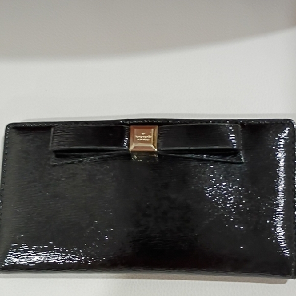 kate spade Handbags - Kate Spade Black Glossy Wallet with Bow